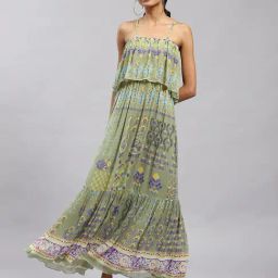 Label Ritu Kumar Green Printed Maxi Dress-8