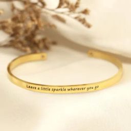 Joker & Witch Leave A Little Sparkle Wherever You Go Gold Mantra Band Flexible fit Bracelet-image-5