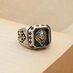 Bold by Priyaasi Blocked Lion Black Casual Ring for Men-image-71
