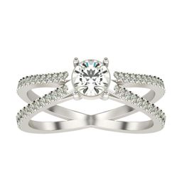 VALANOVA Women 18 Kt Silver Plated White Gold & Certified Lab Grown Diamond 0.59cts Ring-image-18
