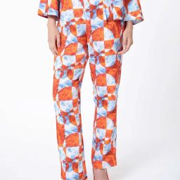 RAREISM Orange Viscose Printed Trousers-image-8