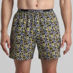 Jack & Jones Jet Black Cotton Regular Fit Printed Boxers-image-82