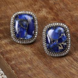 Biba Blue Brass Stud Earrings for Women-14