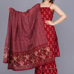 Cloth Bites Floral Printed Regular Pure Cotton Straight Kurta with Sharara & Dupatta-42