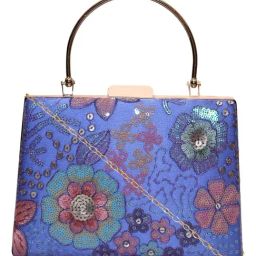Horra Blue Embellished Clutch-image-96