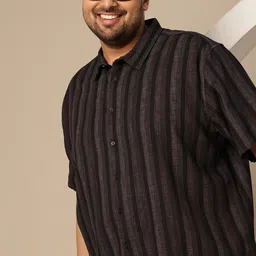 Sztori Plus Size Vertically Self-Striped Pure Cotton Casual Shirt-image-97