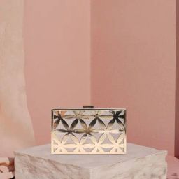 Caprese Junie Golden Metal Textured Clutch-image-81
