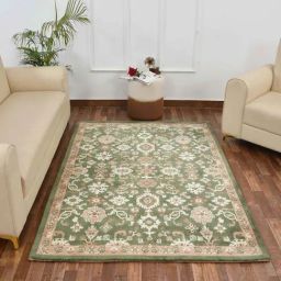 Presto Green & Beige Polyester Traditional Carpet-37