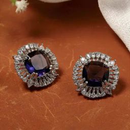 Biba Purple Brass Stud Earrings for Women-15