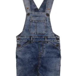 Kiddopanti Kids Dark Blue Solid Dungaree-picture-39