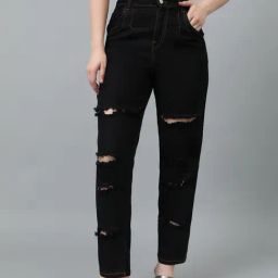 Kotty Black Distressed High Rise Jeans-image-24