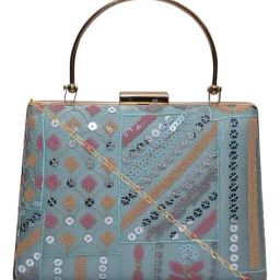Horra Blue Embellished Clutch-image-74