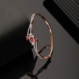 Saraf Rs Jewellery Red Rose Gold Plated AD Studded Minimal Bracelet-14