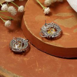 Biba Yellow Brass Stud Earrings for Women image 3