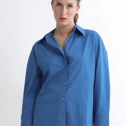 RAREISM Blue Cotton Solid Long Sleeves Shirt-image-30