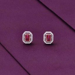 Kai Jewel Square Cut White & Green Casual Silver Stud Earrings-image-50