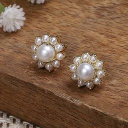 Biba Pearl Brass Stud Earrings for Women-picture-43