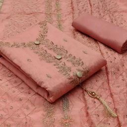 SWARNGANGA Floral Embroidered Sequinned Chanderi Unstitched Dress Material-image-49