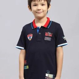 Monte Carlo Kids Navy Printed Regular Fit Polo T-Shirt-image-16