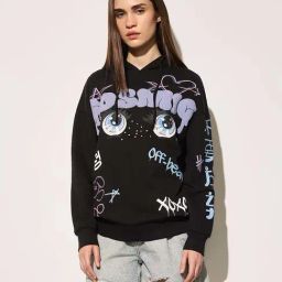 Only Black Cotton Regular Fit Printed Hoodie-image-54