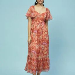 aarke Ritu Kumar Orange Floral Print Maxi Dress-image-74