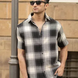 Powerlook Men Black Structured Checks Shirt-image-35