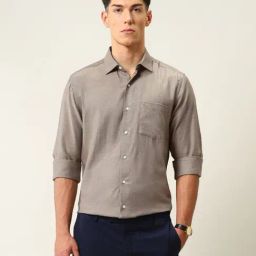 Arrow Brown Cotton Regular Fit Self Pattern Shirt-picture-34