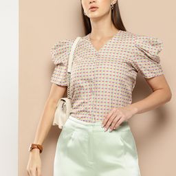 Chemistry Printed Puff Sleeves Top-picture-32
