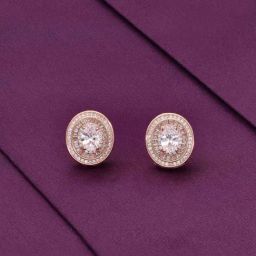 Kai Jewel Shining Sun Oval Shaped Statement Rose Gold Stud Earrings-34