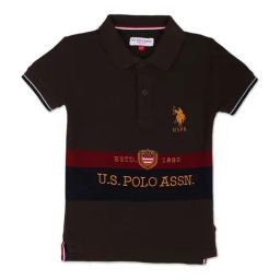 U.S. Polo Assn. Boys Brown Cotton Embroidered Polo T-Shirt-image-35