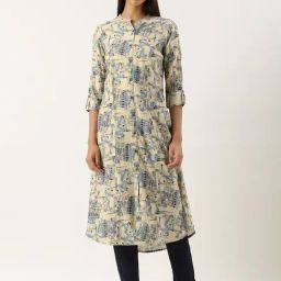 Amukti Beige Rayon Printed Kurti-image-82