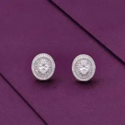 Kai Jewel Sterling Silver Oval Shaped Statement Stud Earrings-image-67