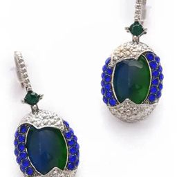 Sohi Silver Plated Designer Stone Drop Earrings-image-51