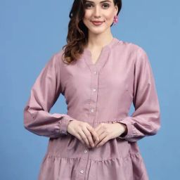 Melon by PlusS Pink Mandarin Collar Top-image-2