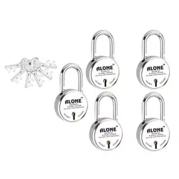 ALONE LOCKS 65 mm Steel Chrome 6 Same Keys Door Double Locking Padlock (Pack of 5)-21