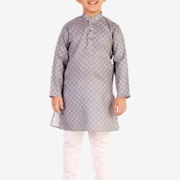 Pro-Ethic Style Developer Kids Dark Blue & White Floral Full Sleeves Kurta with Pyjamas-image-55
