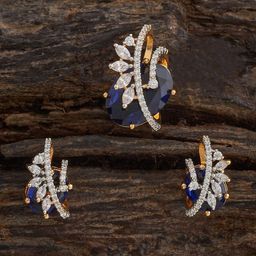 Kushal's Fashion Jewellery Sapphire Rhodium Gold-Plated Party Zircon Pendant Set-image-81