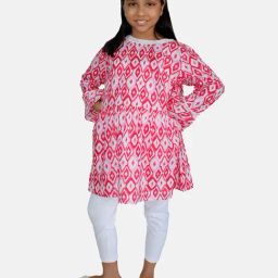 Kiddopanti Kids Red & White Printed Full Sleeves Kurta with Leggings-16
