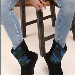 Saint G Navy Blue Camo Fabric Snug Boots-picture-12