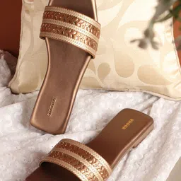 Anouk Women Embellished Ethnic Open Toe Flats-23