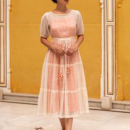 The Yellow Bow Self Design Fit & Flare Midi Dress-image-85
