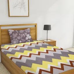 IVAZA Yellow Pure Cotton 330 TC Bedsheets-image-74