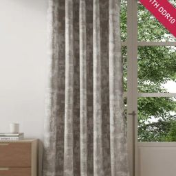 DDecor Textured Grey Polyester 9 ft Long Door Curtain-picture-31
