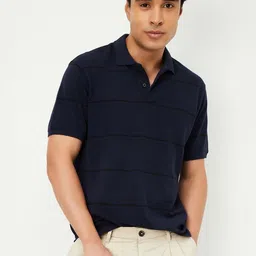 max Striped Polo Collar Multi Or Variegate Stripes T-shirt-image-66