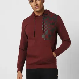 Van Heusen Flex Maroon Regular Fit Printed Hooded Sweatshirt-picture-24