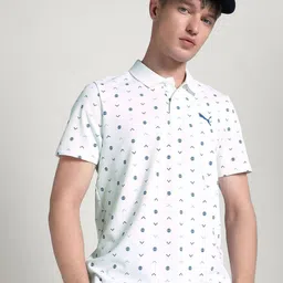 Puma ELEVATED ESS All Over Printed Slim-Fit Polo T-Shirt-image-52