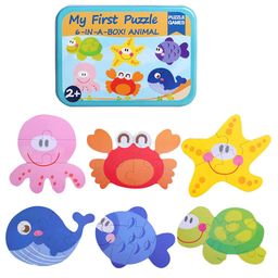 PLUSPOINT 6 in 1 Toddler Fun Cartoon Animals Transport Birds Insects Jigsaw Early Educational Toy Puzzle Game Box For Kids Gift Sea World- 27 Pieces-1
