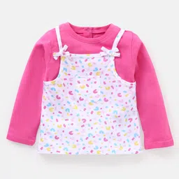 Babyhug Full Sleeves Tee with Printed Tank Tee - Pink-picture-22