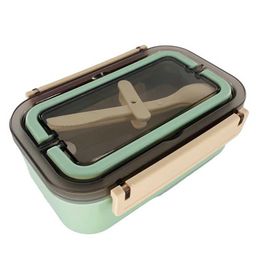 YAMAMA Two Compartment Thermal Insulation Stainless Steel Lunch Box - Green-24