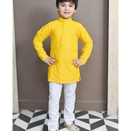 BT DEZINES Full Sleeves Chikankari Embroidered & Sequin Embellished Kurta & Pajama - Yellow-picture-13